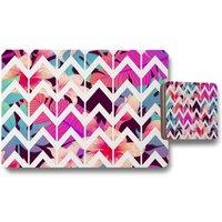 Benjamin Tate Design tropical geometric zig zags placemat coaster set in Natural
