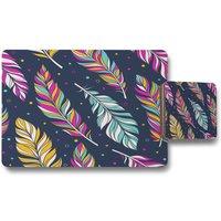 Benjamin Tate Design retro color feathers placemat coaster set in Natural