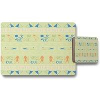 Benjamin Tate Design hieroglyphic egyptian language symbols placemat coaster set in Natural