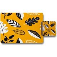 Benjamin Tate Design doodle leaves placemat coaster set in Natural