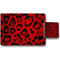 Benjamin Tate Design red leopard print placemat coaster set in Natural