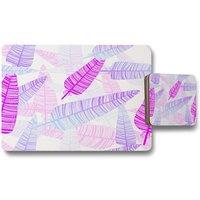 Benjamin Tate Design purple feathers placemat coaster set in Natural