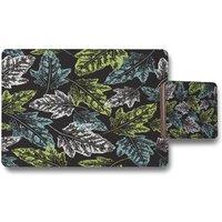 Benjamin Tate Design leaf print on dark background placemat coaster set in Natural