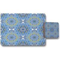 Benjamin Tate Design floral & geometric embellished tiles placemat coaster set in Natural