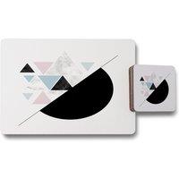 Benjamin Tate Design triangles semi circle pattern placemat coaster set in Natural