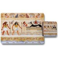 Benjamin Tate Design egyptian mythelogical drawings placemat coaster set in Natural