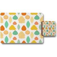 Benjamin Tate Design decorative leaves placemat coaster set in Natural
