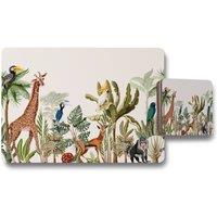 Benjamin Tate Design tropical animals placemat coaster set in Natural