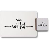 Benjamin Tate Design be wild inspirational quote placemat coaster set in Natural