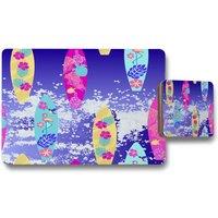 Benjamin Tate Design tropical surf placemat coaster set in Natural