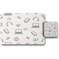 Benjamin Tate Design internet related doodle pattern placemat coaster set in Natural