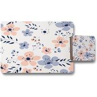 Benjamin Tate Design pink blue flowers placemat coaster set in Natural