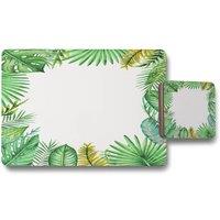 Benjamin Tate Design tropical leaves placemat coaster set in Natural