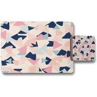 Benjamin Tate Design pastel coloured triangles placemat coaster set in Natural