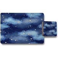 Benjamin Tate Design dark blue sky with gold foil constellations placemat coaster set in Natural