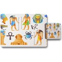 Benjamin Tate Design egyptian mythological signs placemat coaster set in Natural