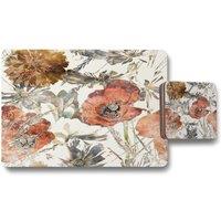 Benjamin Tate Design watercolour flower print placemat coaster set in Natural