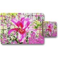 Benjamin Tate Design pink flower placemat coaster set in Natural