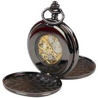 Oliver Tweed Classic Mechanical Pocket Watch Peaky Blinders Vintage Skeleton Automatic in True Black