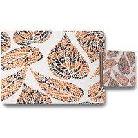 Benjamin Tate Design leaf droplets placemat coaster set in Natural