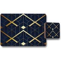 Benjamin Tate Design luxury gold art deco placemat coaster set in Natural