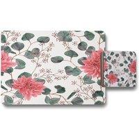 Benjamin Tate Design red flowers green leaves placemat coaster set in Natural