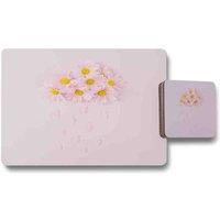 Benjamin Tate Design raining daisy cloud placemat coaster set in Natural