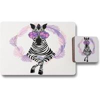 Benjamin Tate Design pink zebra placemat coaster set in Natural