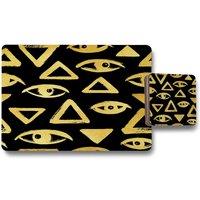 Benjamin Tate Design eyes pyramids placemat coaster set in Natural