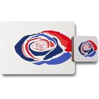 Benjamin Tate Design red blue rose placemat coaster set in Natural