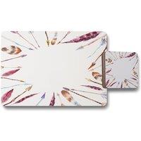 Benjamin Tate Design watercolor boho chic with feathers & arrows placemat coaster set in Natural