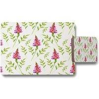 Benjamin Tate Design pink green leaves placemat coaster set in Natural