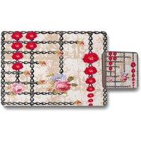 Benjamin Tate Design flowers chains placemat coaster set in Natural