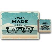 Benjamin Tate Design i was made for sunny days placemat coaster set in Natural