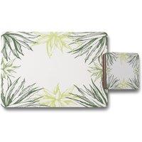 Benjamin Tate Design green leaf border placemat coaster set in Natural