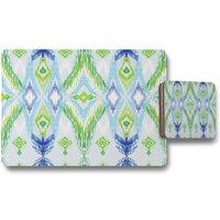 Benjamin Tate Design ethnic style modern scarf placemat coaster set in Natural