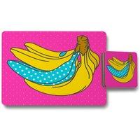 Benjamin Tate Design pop art banana placemat coaster set in Natural