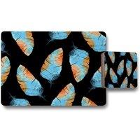 Benjamin Tate Design imprints boho feathers placemat coaster set in Natural