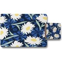 Benjamin Tate Design daisies on navy placemat coaster set in Natural
