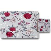 Benjamin Tate Design red white winter floral placemat coaster set in Natural