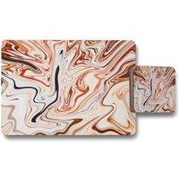 Benjamin Tate Design pink rippled marble placemat coaster set in Natural