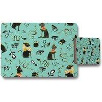 Benjamin Tate Design hand painting abstract ancient egypt horus eye signs placemat coaster set in Natural
