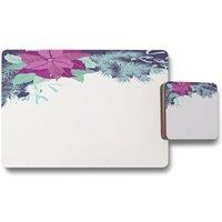 Benjamin Tate Design purple blue flowers placemat coaster set in Natural
