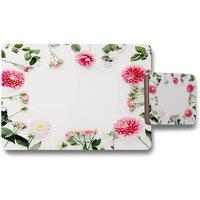 Benjamin Tate Design scattered flowers placemat coaster set in Natural