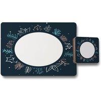 Benjamin Tate Design winter flowers placemat coaster set in Natural
