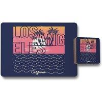 Benjamin Tate Design los angeles sunset placemat coaster set in Natural