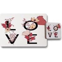 Benjamin Tate Design love typography placemat coaster set in Natural
