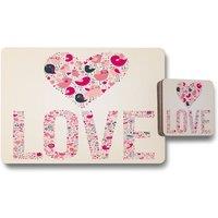 Benjamin Tate Design love hearts placemat coaster set in Natural