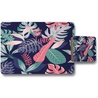 Benjamin Tate Design tropical plant leaves placemat coaster set in Natural
