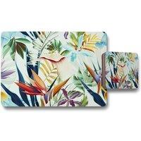 Benjamin Tate Design tropical plants placemat coaster set in Natural